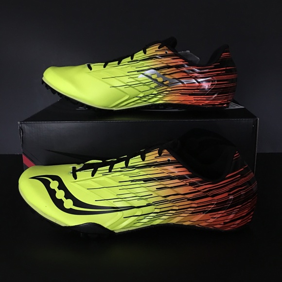 Saucony Spitfire 5 Spike Track Running Shoes Lightweight Citron Black Men's - Picture 5 of 12